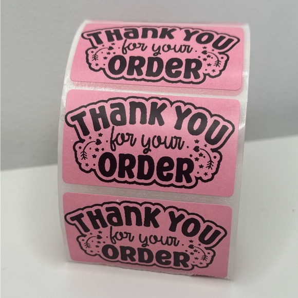 Stickeraft | Office | Thank You Stickers Pink Thank You For Your Order ...
